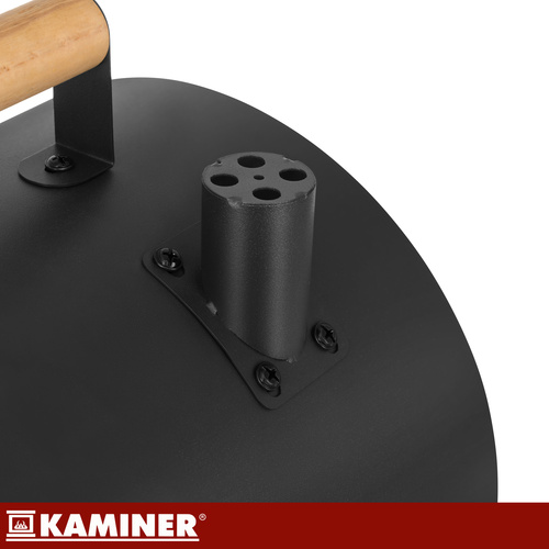 Gril na dřevěné uhlí KAMINER s krytem, 2 rošty, teploměr, přenosný XXL