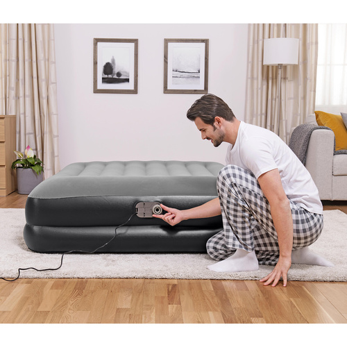 Nafukovací dvoulůžková matrace s vestavěnou pumpou 203×152×46 cm